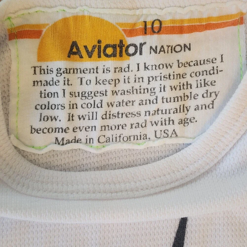 Aviator Nation Shirt Pants Set Kids 10 White Gray Lightningbolt 2 Piece Outfit